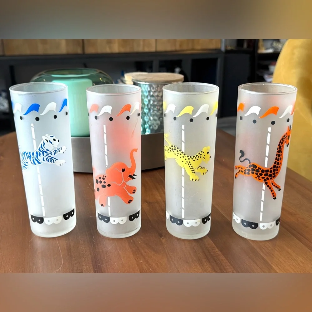 Federal Glass ZOO Frosted Tumblers Tall Highball Tom Collins Glasses Set… - Picture 2 of 6